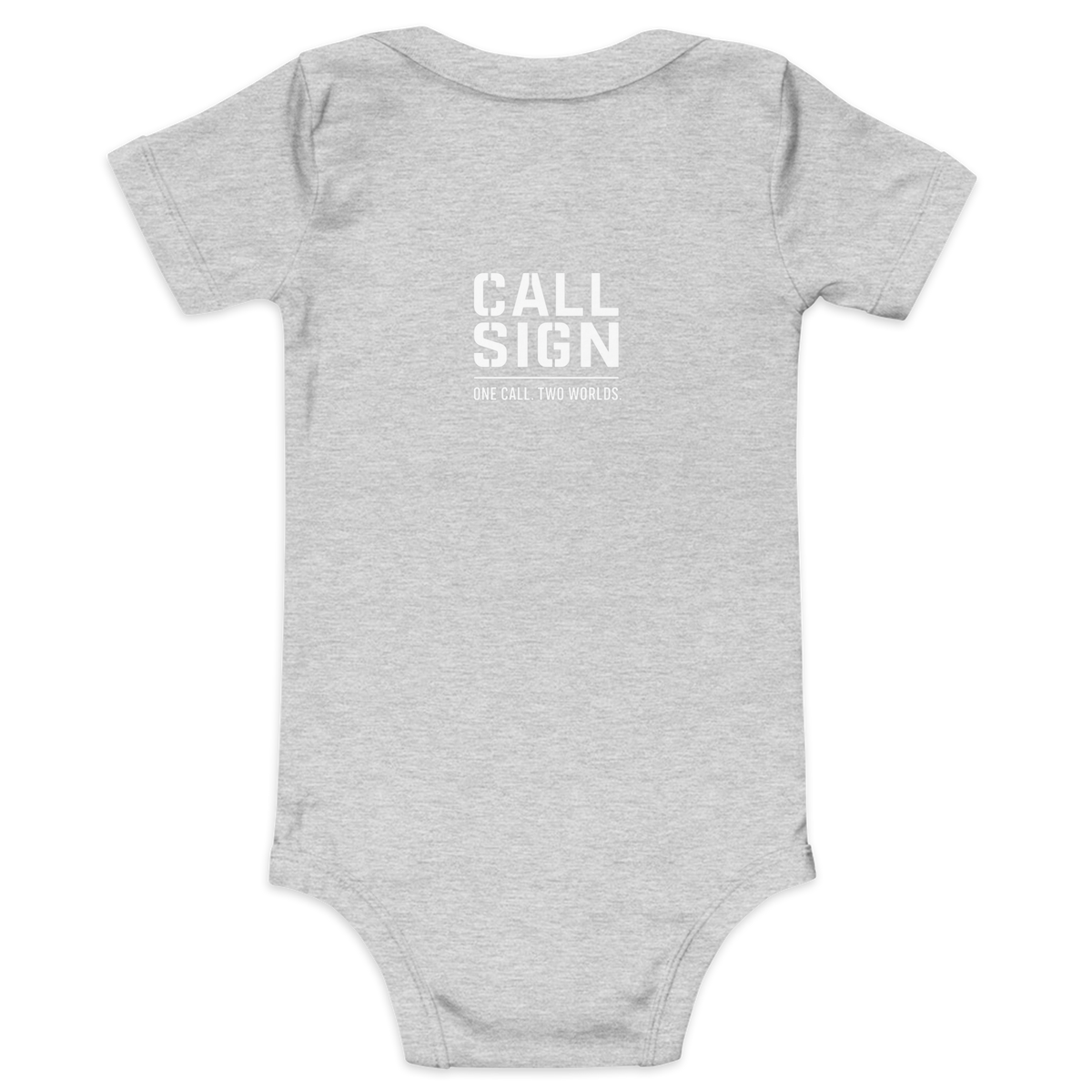 Dispatcher Dad onesie in Athletic Heather, back – Call Sign Gear