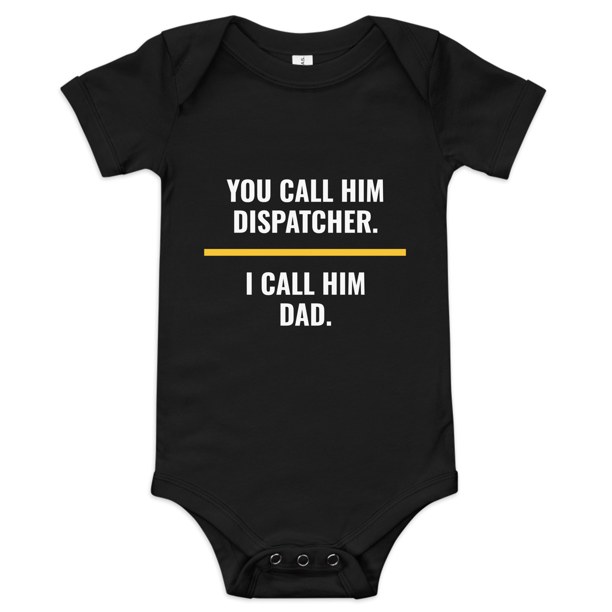 Dispatcher Dad onesie in Black, front – Call Sign Gear