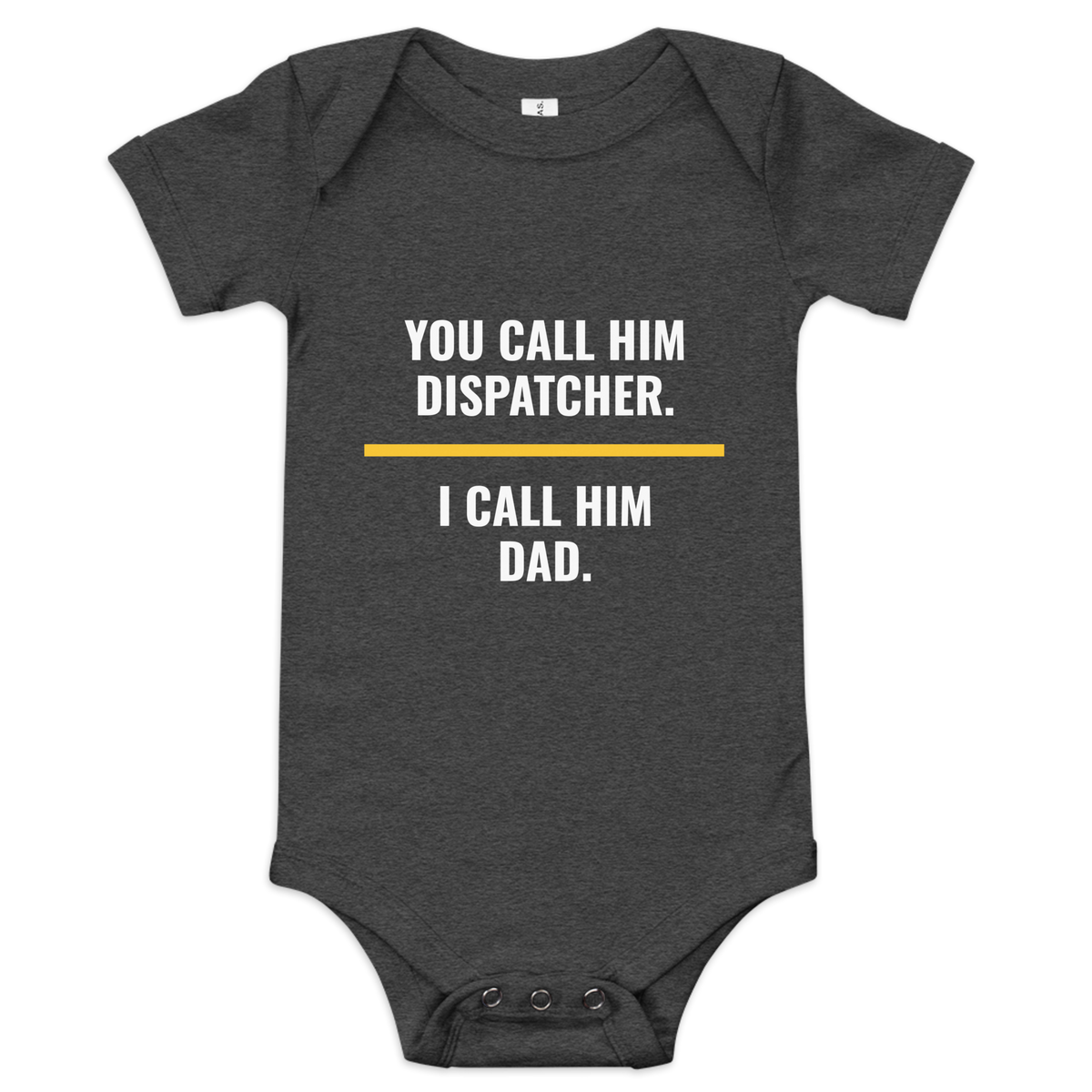 Dispatcher Dad onesie in Dark Grey Heather, front – Call Sign Gear
