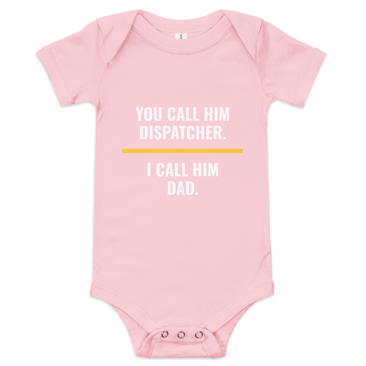 Dispatcher Dad onesie in Pink, front – Call Sign Gear