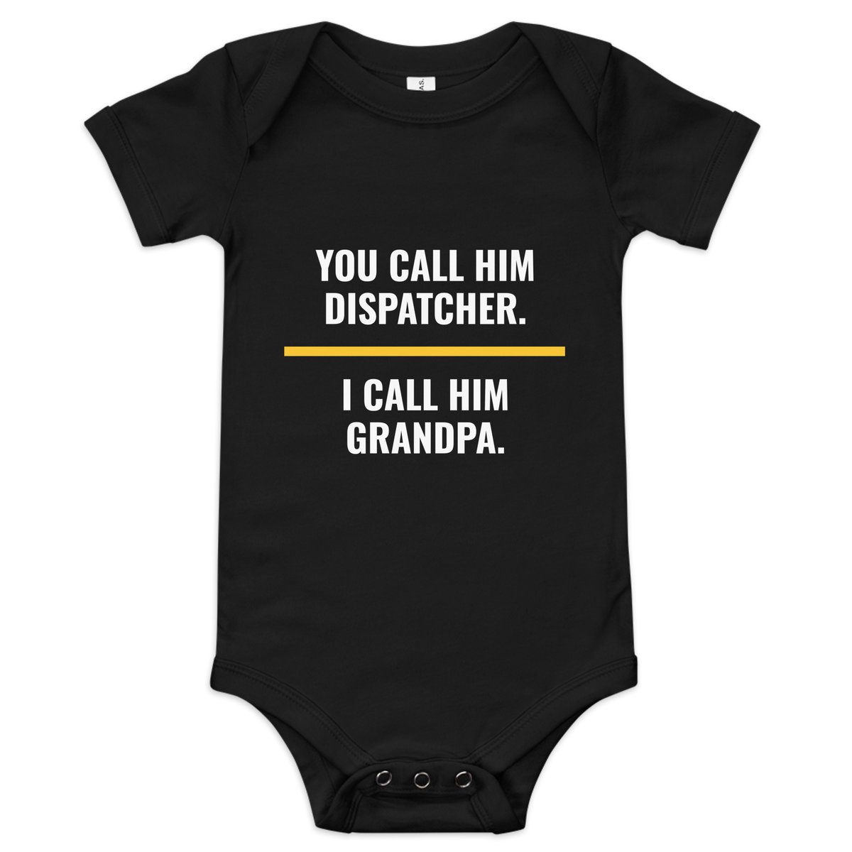 Dispatcher Grandpa onesie in Black, front – Call Sign Gear