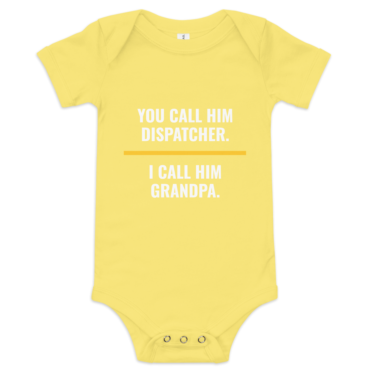 Dispatcher Grandpa onesie in Yellow, front – Call Sign Gear