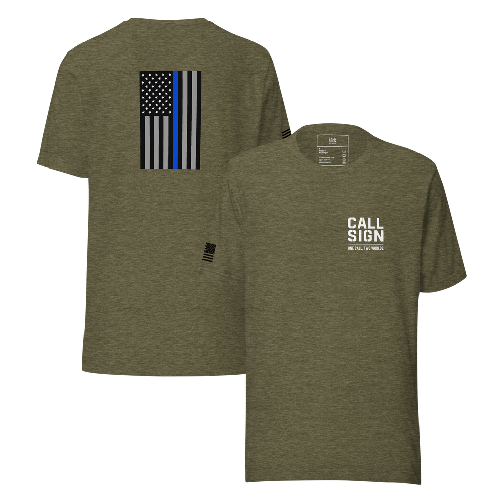 Thin Blue Line Flag Tee | Call Sign Gear – Call Sign Gear LLC
