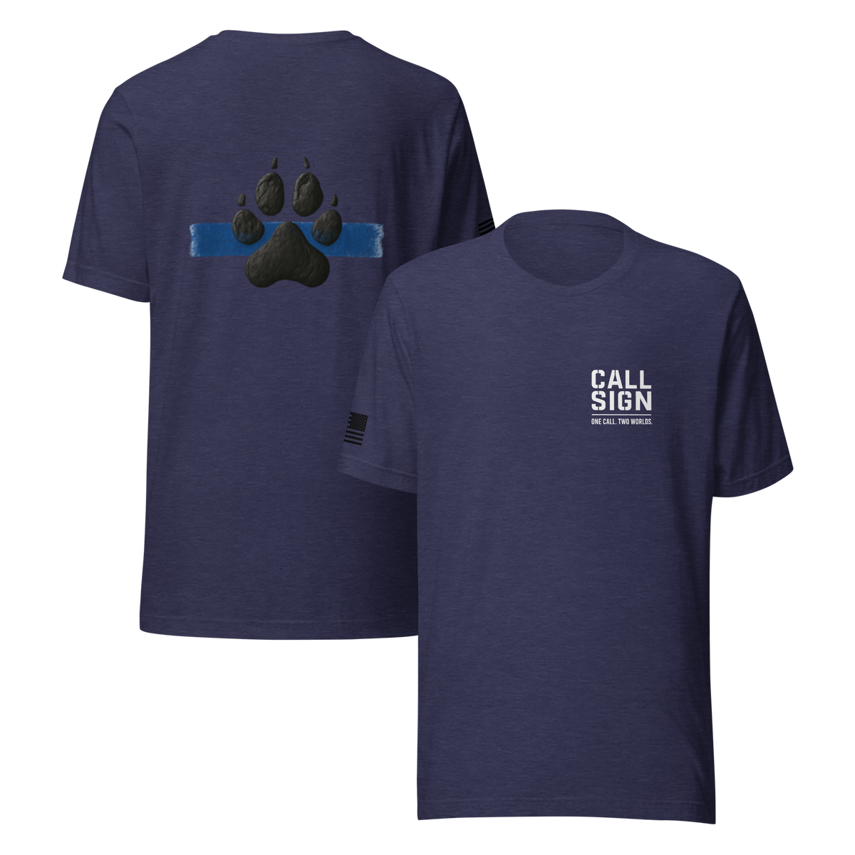 Thin Blue Line Paw Print 2 tee, law enforcement shirt, Call Sign Gear