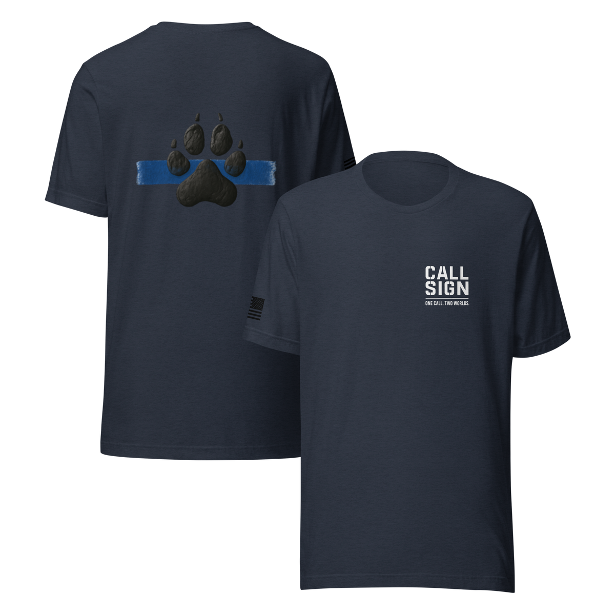 Thin Blue Line Paw Print 2 tee, law enforcement shirt, Call Sign Gear