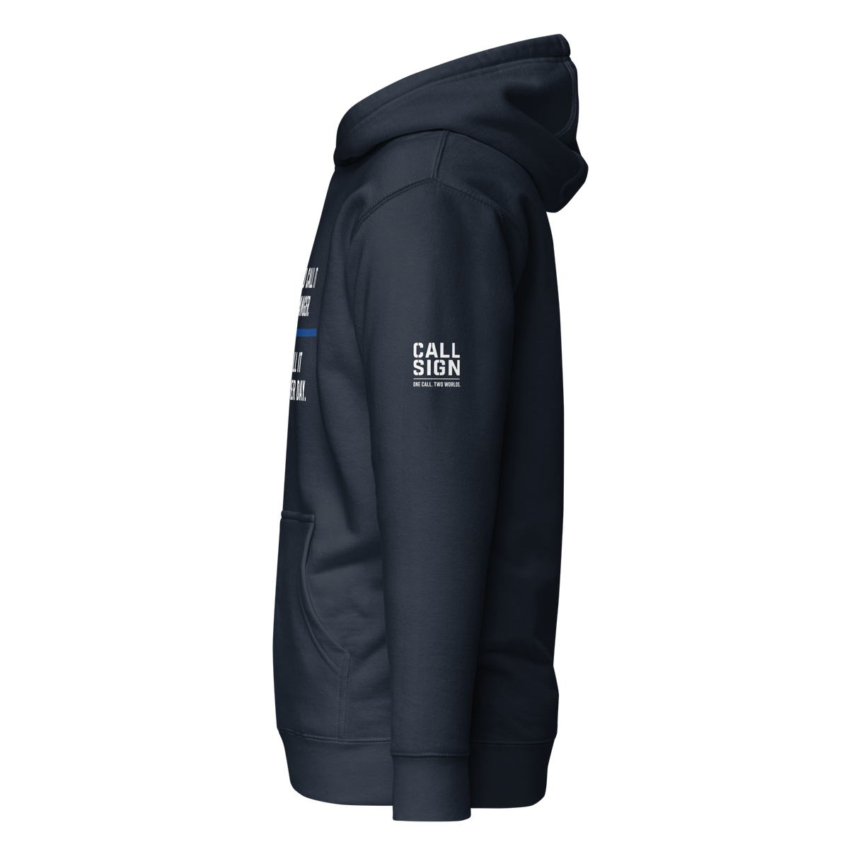 You Call It Danger hoodie in Navy Blazer, left – Call Sign Gear