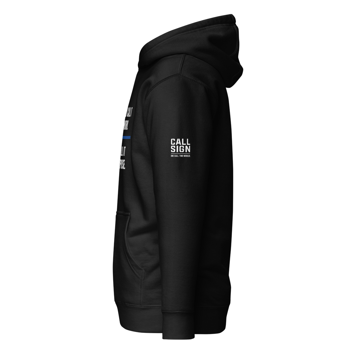 You Call It Work hoodie in Black, left – Call Sign Gear