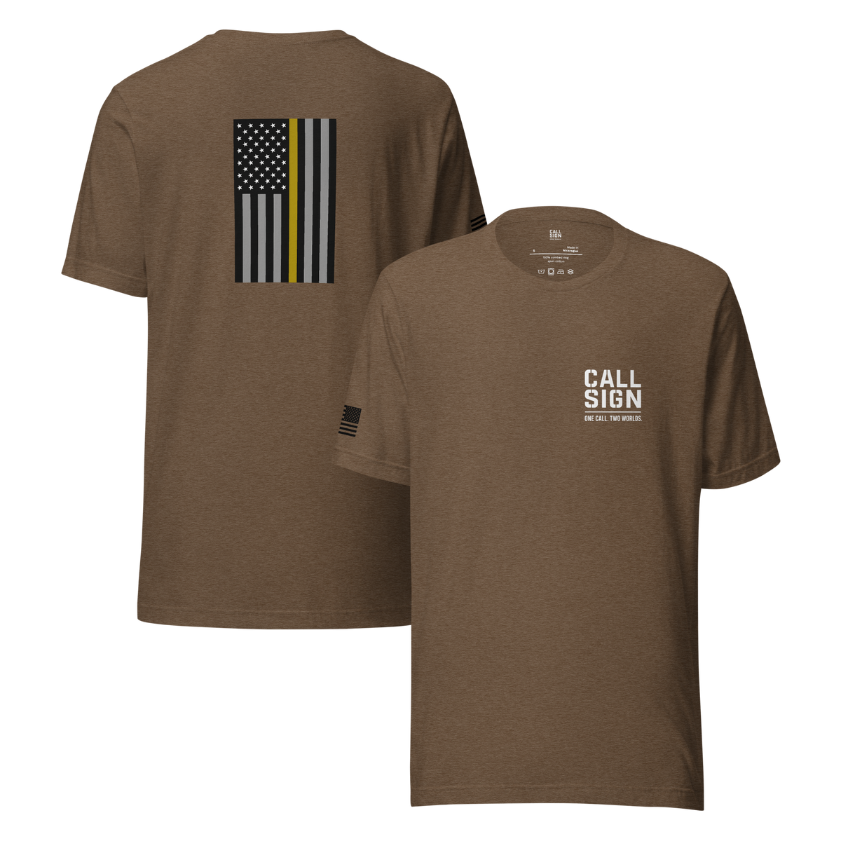 Thin Gold Line Flag tee, dispatch shirt, Call Sign Gear