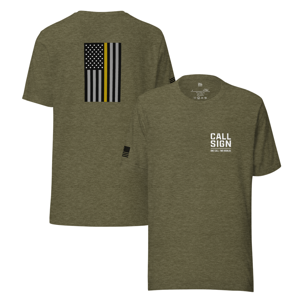 Thin Gold Line Flag tee, dispatch shirt, Call Sign Gear
